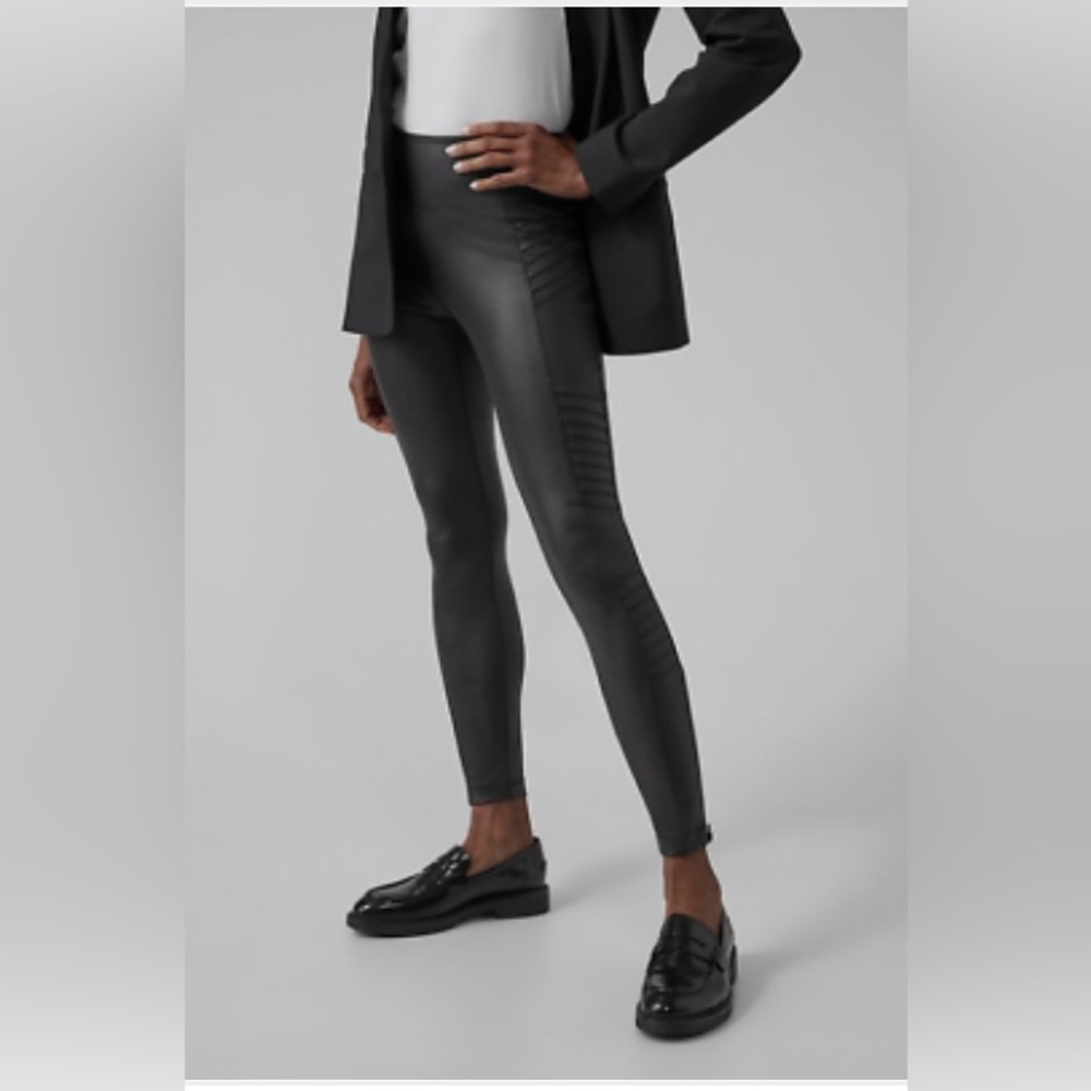 Athleta - Delancey Gleam Moto Tight (shiny black) - NEW